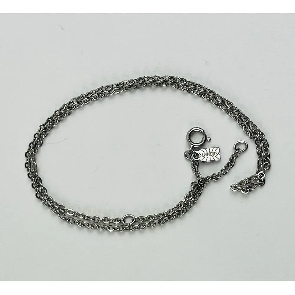 Vintage Emmons Necklace Silver Tone Spring Ring Clasp Round Link Wome Signed Tag